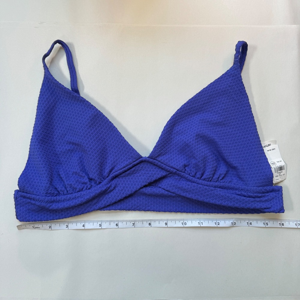 Aerie Real Good Blue Textured Wrap Triangle Bikini Top XXL‎ New With Tags